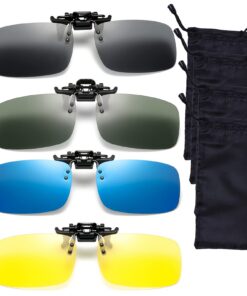 Bustlwor 4 Pièce Clip Lunettes Polarisant pour Conducteurs et Sportifs, Idéales pour la Golf, la Pêche et la Chasse, ave