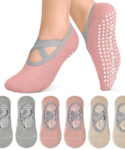 QOMJUFA chaussettes de yoga antidérapantes 3 paires pour filles - chaussettes d'entraînement antidérapantes - chaussette