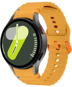 bracelet Wanme pour Samsung Galaxy Watch 7 Jaune, bracelet sportif en silicone 20mm, compatible Galaxy Watch 7/FE/6/5/4