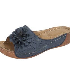 Pantoufles confortables orthopédiques femme en cuir synthétique pour le quotidien