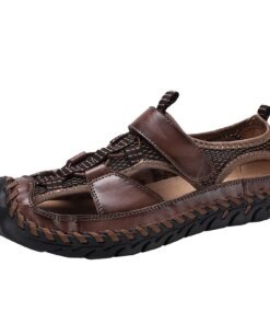 Chaussures décontractées sandales en cuir respirantes pour hommes été plage Cuissardes Pour Hommes