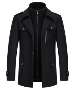 Manteau KUDORO Homme Mi-Long Chaud pour Hiver-Classique Trench Coat Parka Caban Slim Fit Business Couvert Vente Revers O