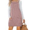 CUPSHE Mini robe décontractée en velours côtelé à col carré avec poche avant et bretelles larges pour femme_Mode Damen_E