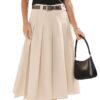 CUPSHE Jupe midi plissée pour femme, jupe tendance printemps/été, jupe confortable avec ceinture élastique (Tendance 202