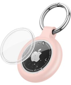 Wanme Airtag Porte Clé Étuis Étui Couvercle Imperméable TPU Protection Résistante à Scratch Maisons Rose
