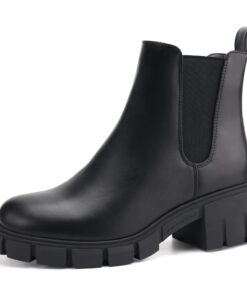 JABASIC Botte Chelsea Élastique à Plateau pour Femmes -_facilité d'utilisation -_mode de vie urbain -_detalle de concept
