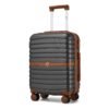 Kono Valise de Voyage ABS Gris/Marron Rigide 55x40x20cm Trolley à Roulettes 36L Serrure Étudiant Voyage Business