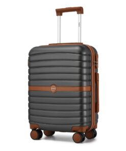 Valise de voyageABS 55x40x20 cm,Trolley Cabine Rigide Gris/Marron