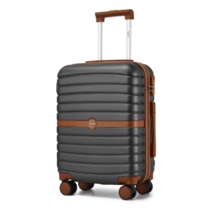 Valise de voyageABS 55x40x20 cm,Trolley Cabine Rigide Gris/Marron
