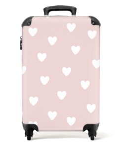 Valise cabine enfant NoBoringSuitcases rose-coeurs roulette