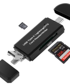 AXFEE Micro SD Liseuse 4-en-1 USB |0 et USB-C | Compatible Mac et iPhone 15 | Caméra et Android | Rapide et pratique | S