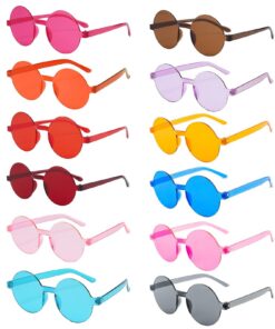 Dogmoon - Lunettes de soleil rondes amusantes sans monture (12 paires) pour homme et femme - Accessoire de costume (12 c