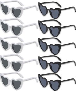Vimmvid Lot de 10 paires de lunettes de soleil en forme de cœur - Pratiques et très tendance - Pour fêtes, mariages et a