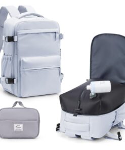 BOXSAM Sac à Dos de Voyage sous Vide avec Pompe - Imperméable - Sac à Dos Cabine pour Avion Homme et Femme Gris