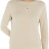 Tommy Jeans Sweat Femme Regular Fit Crew Neck Col Ras-du-Cou Slim Taille Femmes Sport Élevé Sweat-Shirt Mode