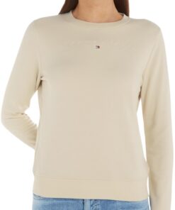 Tommy Jeans Sweat Femme Regular Fit Crew Neck Col Ras-du-Cou Slim Taille Femmes Sport Élevé Sweat-Shirt Mode