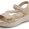 Sandales orthopédiques compensées confortables SMajong Femme Été Randonnée Bout Ouvert Chaussures de Randonnée Scratch