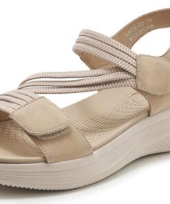 Sandales orthopédiques compensées confortables SMajong Femme Été Randonnée Bout Ouvert Chaussures de Randonnée Scratch