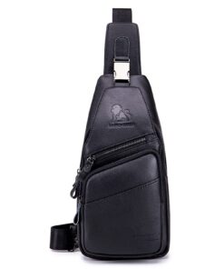 Sac Poibynne Pardarika Homme Noir - Sac à Bandoulière en Cuir, Voyage et Travail