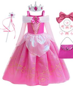Robe Princesse Aurore Déguisement La Belle au Bois Dormant Cosplay Anniversaire Carnaval Noël