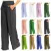 Charmoni Pantalon Femme Élastique Regulable Fluides Décontracté Avec Poches Taille Unique Mode USA