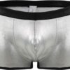 Culotte Hommes Sexy Couleur Unie Élastique Anti-Gauchissement Silk Texture Taille Basse