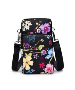 JEYORZY Sac de téléphone Portable Femmes Fille, Sac Poche Nylon Voyage, Sac Bandoulière Fleurs Petit Sacoche Portable
