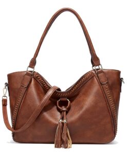 Coolives Cabas avec Bandoulière pour Femme en Cuir - Sac À Main Élégant Vintage Hobo à Épaule Grand Fourre-Tout - Noir