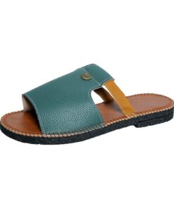Pantoufles pour femme en cuir, mules orthopédiques confortables, sandales d'été décontractées à enfiler