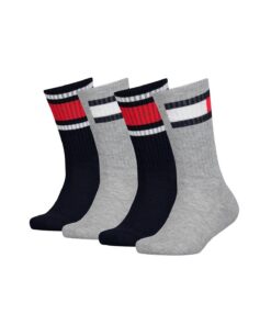 Tommy Hilfiger Crew Chaussettes Mixte Enfant - Lot de 4 - Épicé - Hiver - Douillet - 10 Pairs