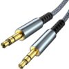 Câble Jack 3,5 Mâle Stéréo en Nylon Tressé Lalasi Gris pour Casque et TéléphonePortable