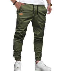 Hommes Pantalon Cargo en Coton Taille Élastique avec Poches à Cordon - Pantalons de Jogging & Loisirs