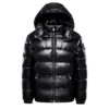 ÉARNMORE Hommes Chauds Doudounes Couleur Unie Hiver Neige Veste À Capuche Fermeture Éclair Métal Brillant Coupe-Vent Par