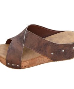 Sandales orthopédiques en cuir confortables pour femme - Mules d'été avec talon - Chaussures légères et orthopédiques po