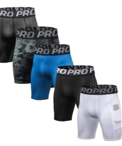 BEGIANT Shorts Compression Sport pour Homme - Séchage Instantané et Poche Sécurisée - Fitness et Musculation - Lot de 5