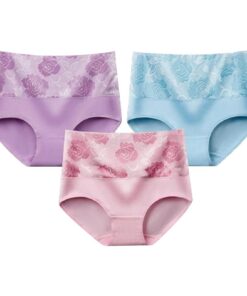 Culotte Haute Femme Grande Taille Invisible Ventre Plat – Lot de 3 Culottes de Sculptation Comfortable en Coton Doux