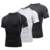 AMZSPORT Hautes de Compression pour Hommes T-Shirts de Sport de Couche de Base en Eco-Matière Recyclée Global Recycled S