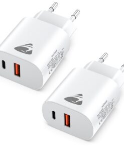2Pack Chargeur USB C 20W PD+QC pour iPhone 16 15 14 13 12 11 Pro Max XS XR X 8 7 6 SE iPad Samsung Galaxy TéléphoneMural
