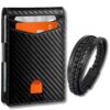 DAMMARTI Portefeuille minimaliste pour homme en fibre de carbone avec blocage RFID et fentes pour cartes de crédit, avec