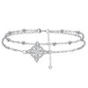 Bracelet de Cheville J.MUEN Femme Argent Sterling 925 Maman Cadeau Été Fête Sur la Plage Chaîne Réglable 22+4 cm