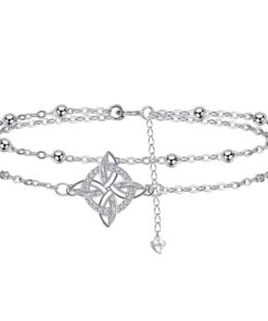 Bracelet de Cheville J.MUEN Femme Argent Sterling 925 Maman Cadeau Été Fête Sur la Plage Chaîne Réglable 22+4 cm