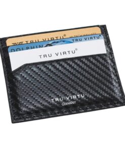 Tru Virtu Portefeuille Ultra Slim en Carbone I Porte-Cartes de crédit Protection Anti-RFID NFC I Portefeuille en Vrai Cu