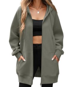 Vancavoo Veste Polaire Femme Zippée Longue Manches Longuespour Automne Hiver Warm with Poches Global Recycled Standard
