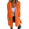 Veste à Capuche Décontractée Femme 2025 Plumeau Boutonnage Long Trench-Coat Poche