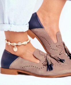 ZXCN Chaussures Femelles Automne Mode Tassel Round Toe Fringe PU Cuir Mocaafers Taille 35-42