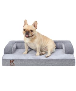 KSIIA Lit Orthopédique Imperméable pour Chien Gris 88x55x15cm