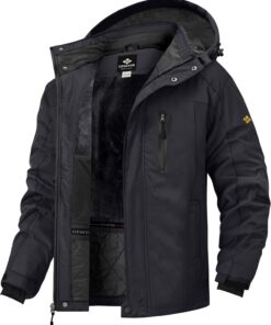 GEMYSE Veste de Ski Homme Imperméable et Coupe-Vent avec Capuche Manteau Chaud pour Hiver Montagne et Randonnée - Élevé
