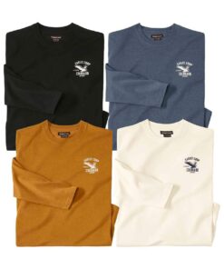 ATLAS FOR MEN T-Shirts Homme - Grande Taille Lot de 4 Manches Longues Populaire Disponible M au 5XL
