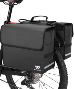 BAIGIO Sacoches de vélo doubles étanches pour siège arrière Noir 36 l avec bande réfléchissante, taille unique