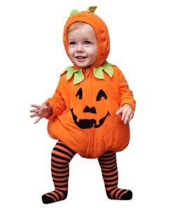 Costume de Citrouille Générique en Polyester pour Enfant Halloween,Déguisement de Citrouille Générique pour Petite Citro